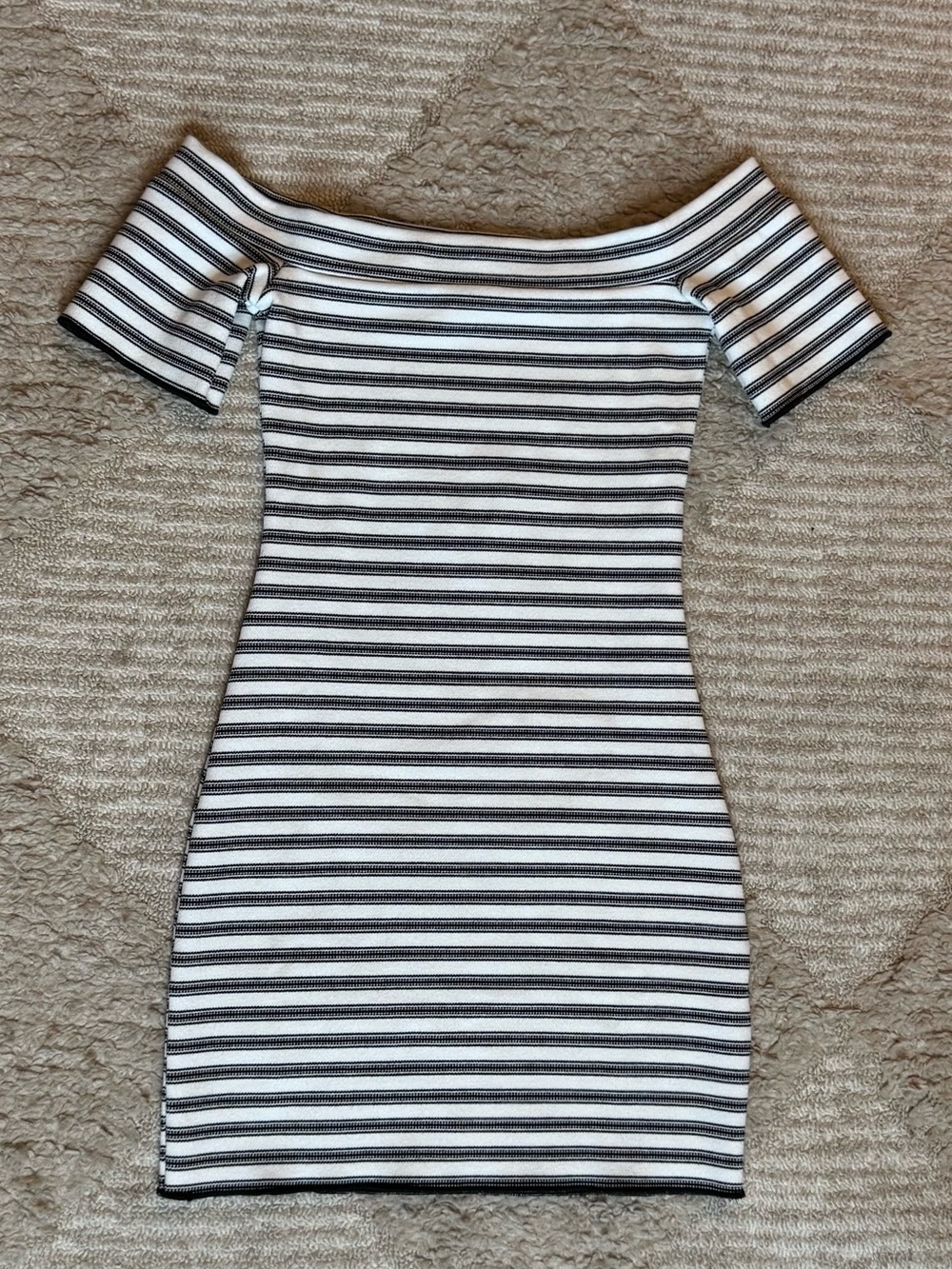 Zara Striped Off the Shoulder Mini Dress